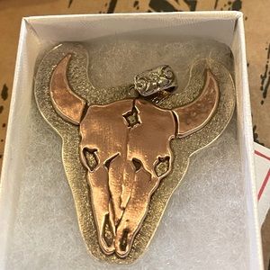 Sterling and copper Buffalo Skull Pendant.  Retails $180